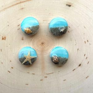 Nautical Beach Magnets SET OF 4 - Fridge Magnets - Ceramic Magnets - Kitchen Art